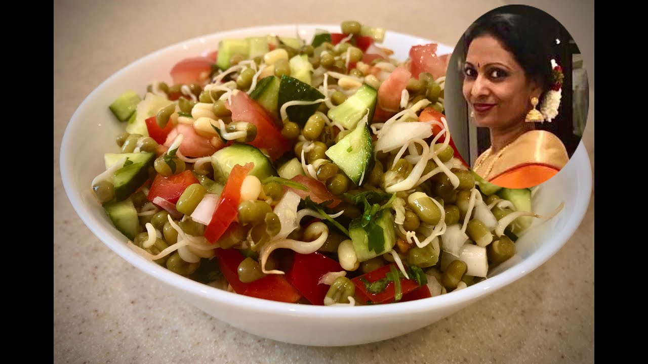 Освежающий летний салат из пророщенного зеленого маша/ Refreshing summer salad with sprouted mung
