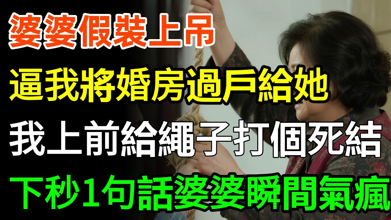 婆婆假裝上吊，逼我將婚房過戶給她，我直接上前給繩子打個死結，下秒一句話婆婆瞬間氣瘋！#故事分享 #婆媳 #家庭