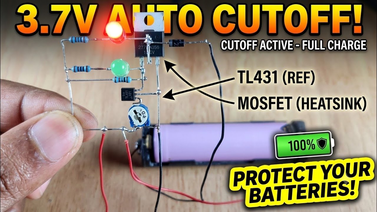 Auto cutoff 3.7v li-ion battery charger 🔋TL431 + MOSFET 