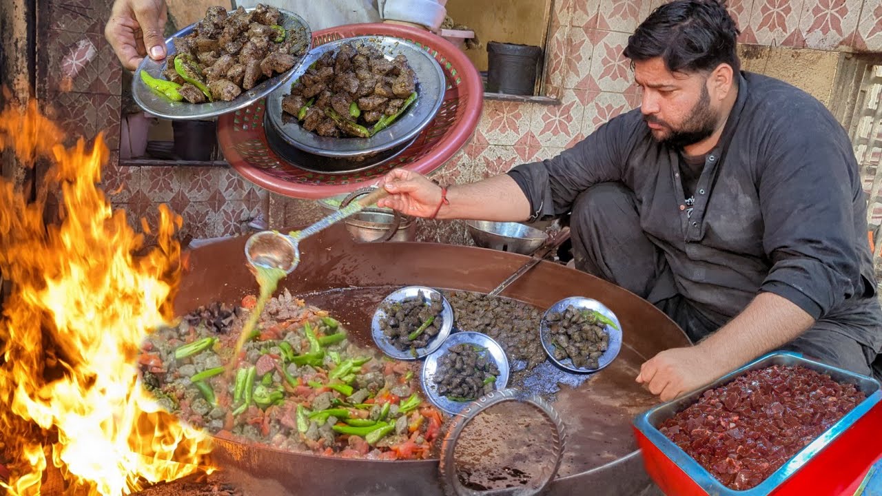 PESHAWARI TAWA FRY KALEJI RECIPE | THE BIG SIZE GIANT MUTTON LIVER FRIED | TAWA MUTTON FRIED RECIPE