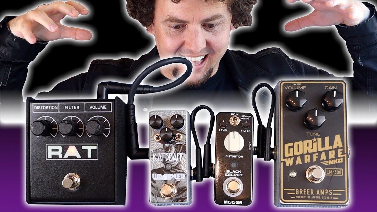 ProCo Rat 2 vs Wampler Ratsbane vs Mooer Black Secret vs Greer Gorilla Warfare! A Rat for any budget