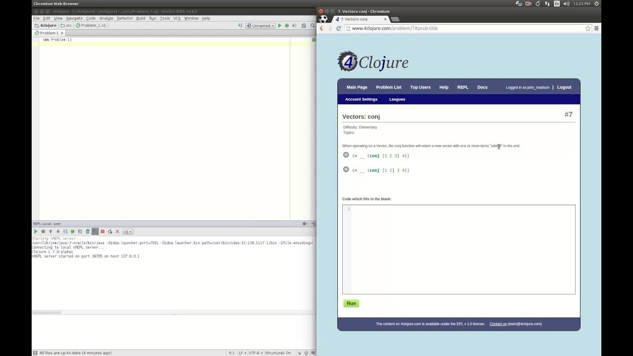 4Clojure Solutions to Problem 1 through 10