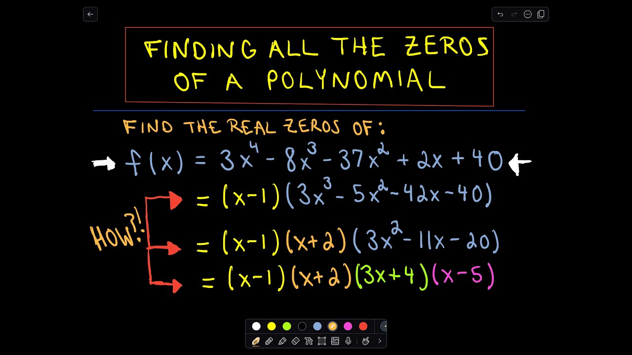❖ Finding all the Zeros of a Polynomial - – Step-by-Step Example Using Rational Roots Test ❖