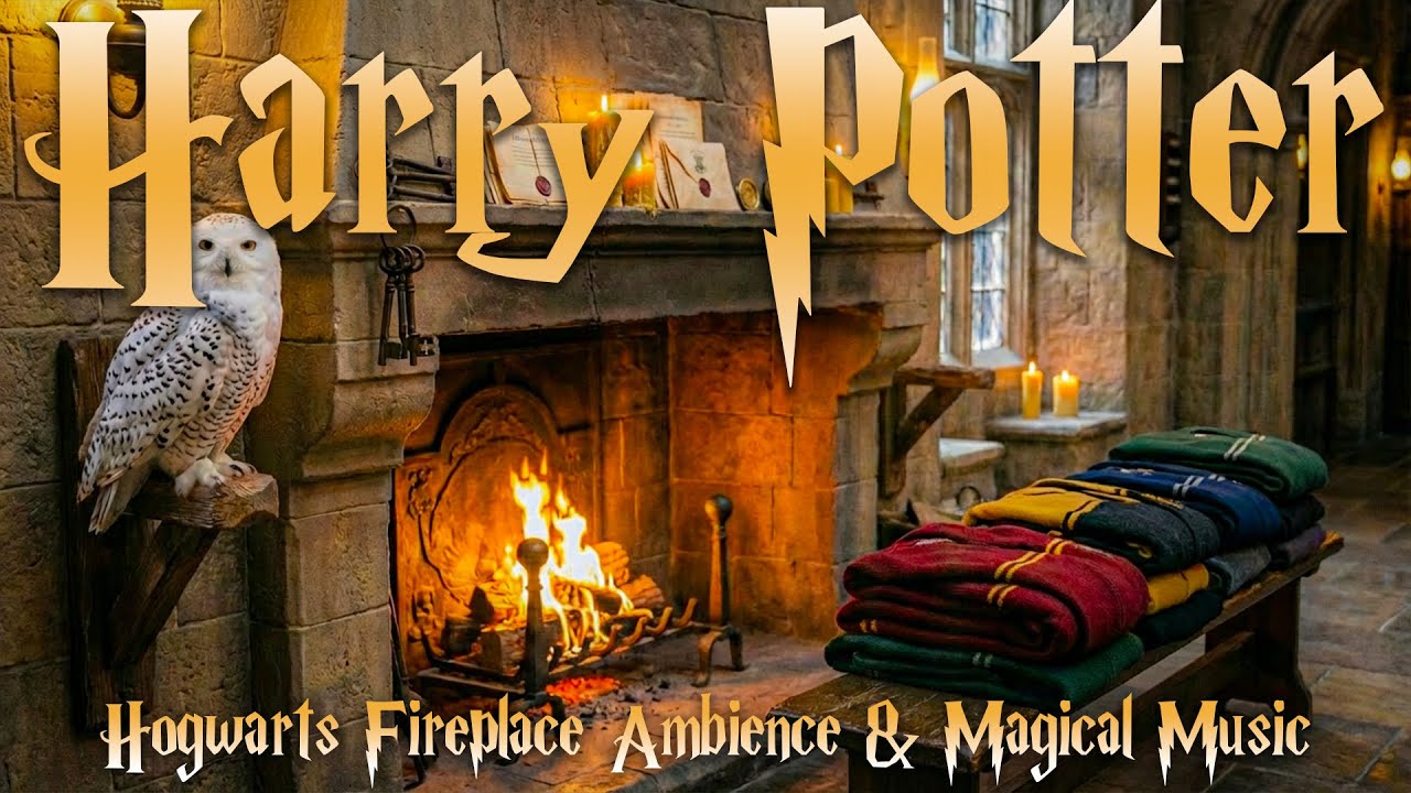 Harry Potter Fireplace Ambience 🔥 Winter Day in the Hogwarts Common Room | Magical Music