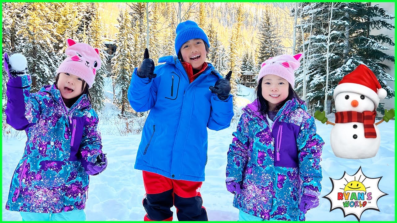 Ryan's Skiing and We build a snowman together!