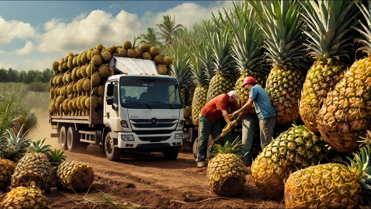Fruit Harvesting Secrets EXPOSED in US Farms! Harvesting Millions of Pineapples and Fruits in the US