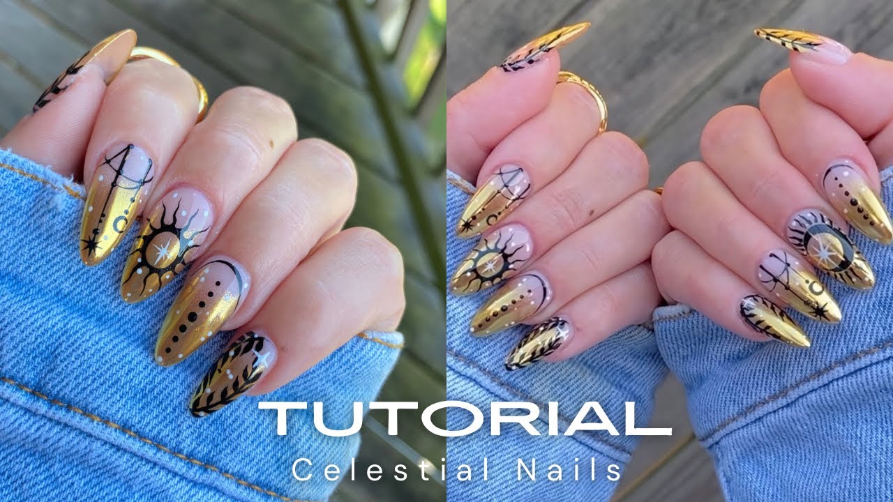 Celestial inspired nail design | Fall nails | Tutorial
