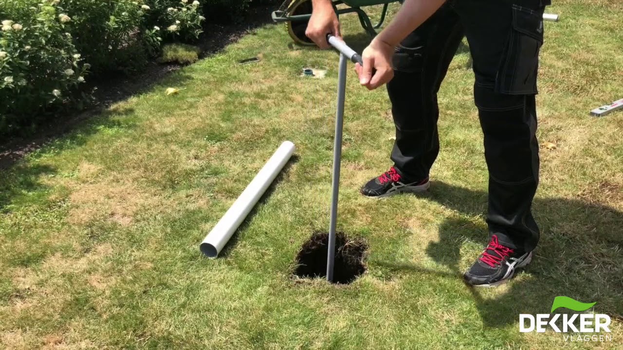 Plaatsing Vlaggenmast met grondbuis   Dekker Vlaggen