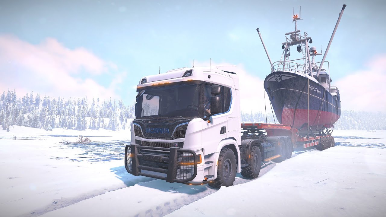Transporting Heavy Container Through muddy Roads with monster truck | SnowRunner | EnhCrea #157