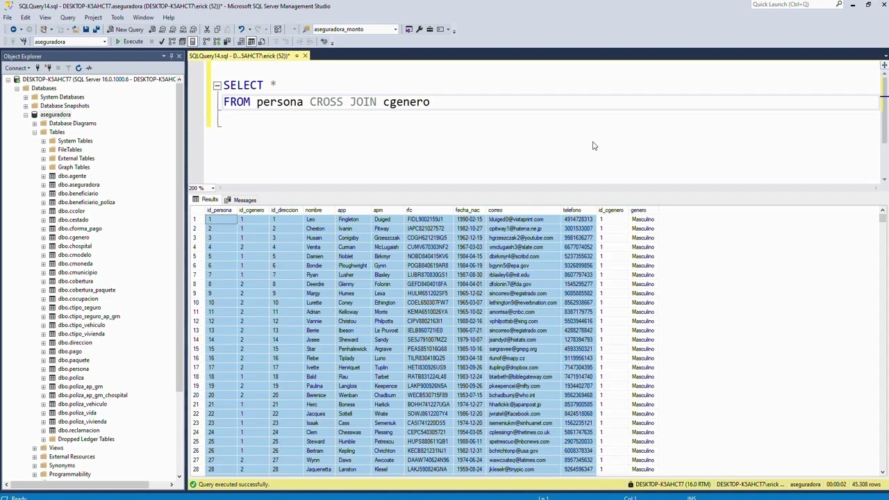 SQL Server 2022 - Sentencia CROSS JOIN