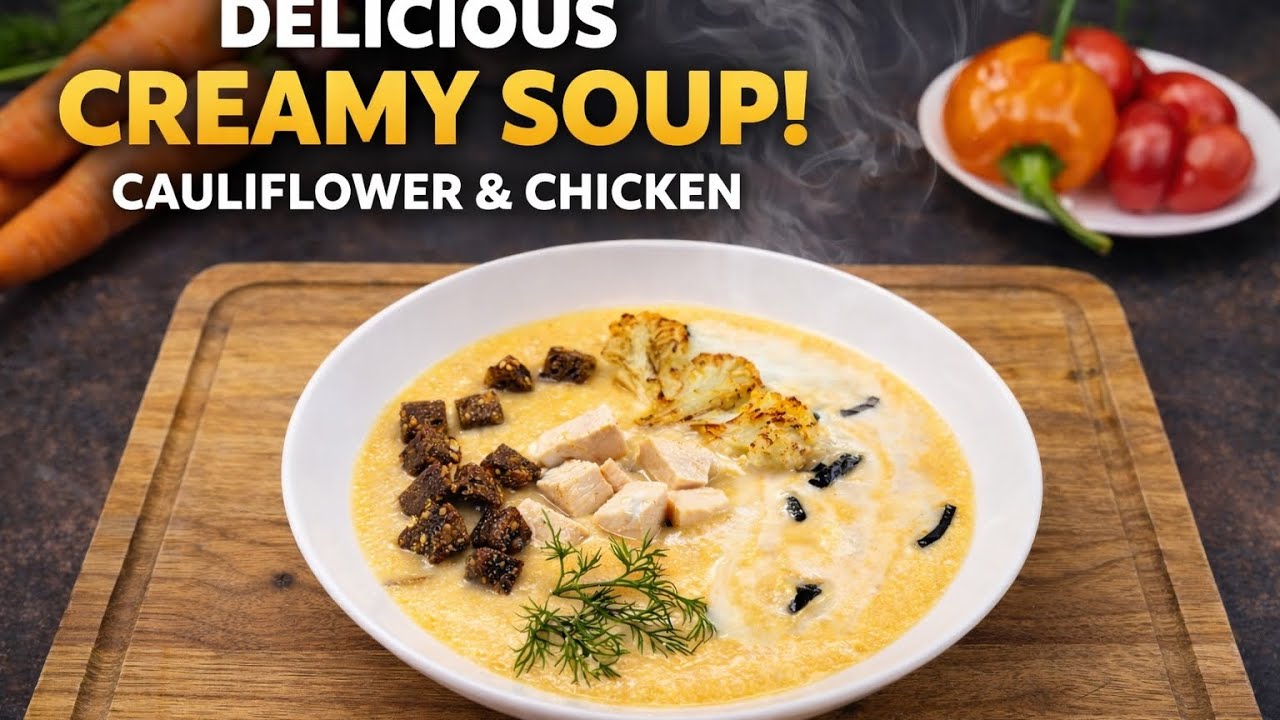 	Creamy Cauliflower Chicken Soup 😋