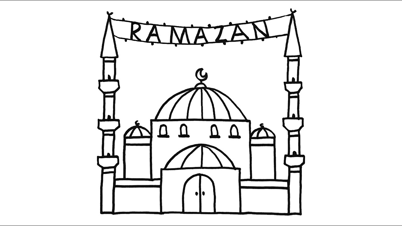 Çok Kolay Cami Çizimi - Hoşgeldin Ramazan 🕌 Ramazan Resmi Çizimi - Adım Adım Cami Nasıl Çizilir