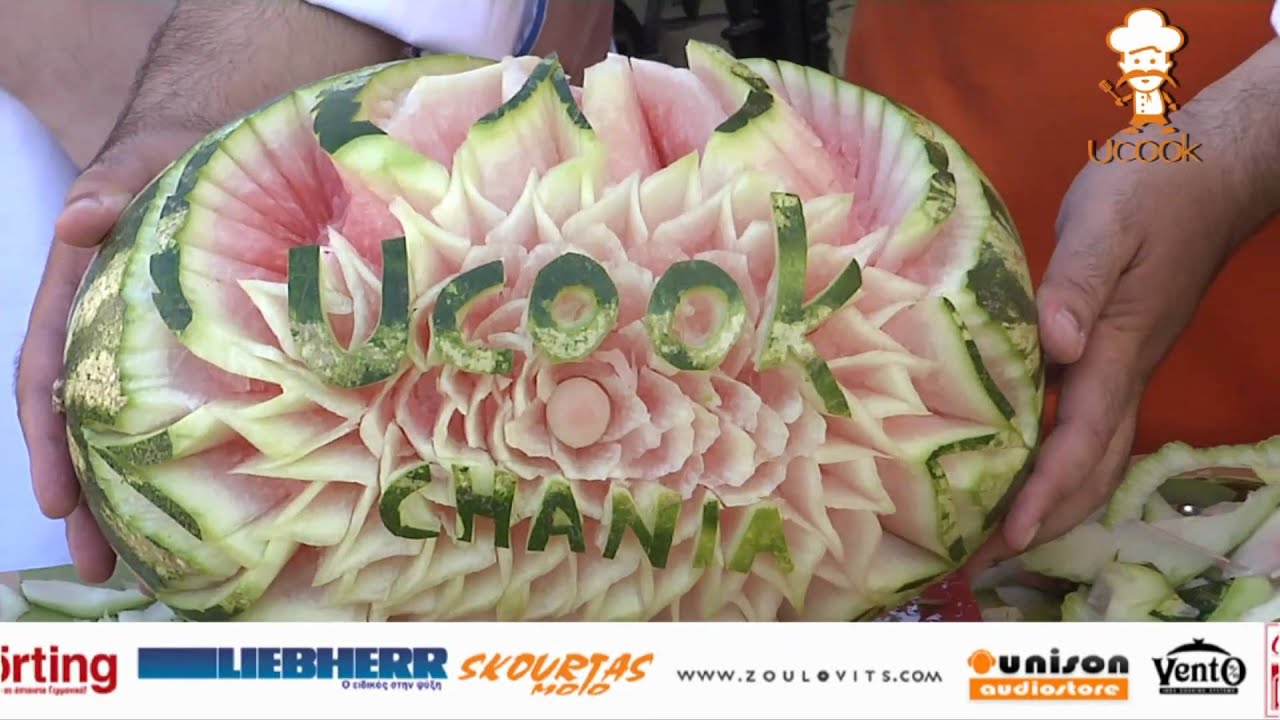 &Sigma;&Kappa;&Alpha;&Lambda;&Iota;&Sigma;&Mu;&Alpha; &Kappa;&Alpha;&Rho;&Pi;&Omicron;&Upsilon;&Zeta;&Iota;&Omicron;&Upsilon; - WWW.UCOOK.GR - CARVING ON WATERMELON