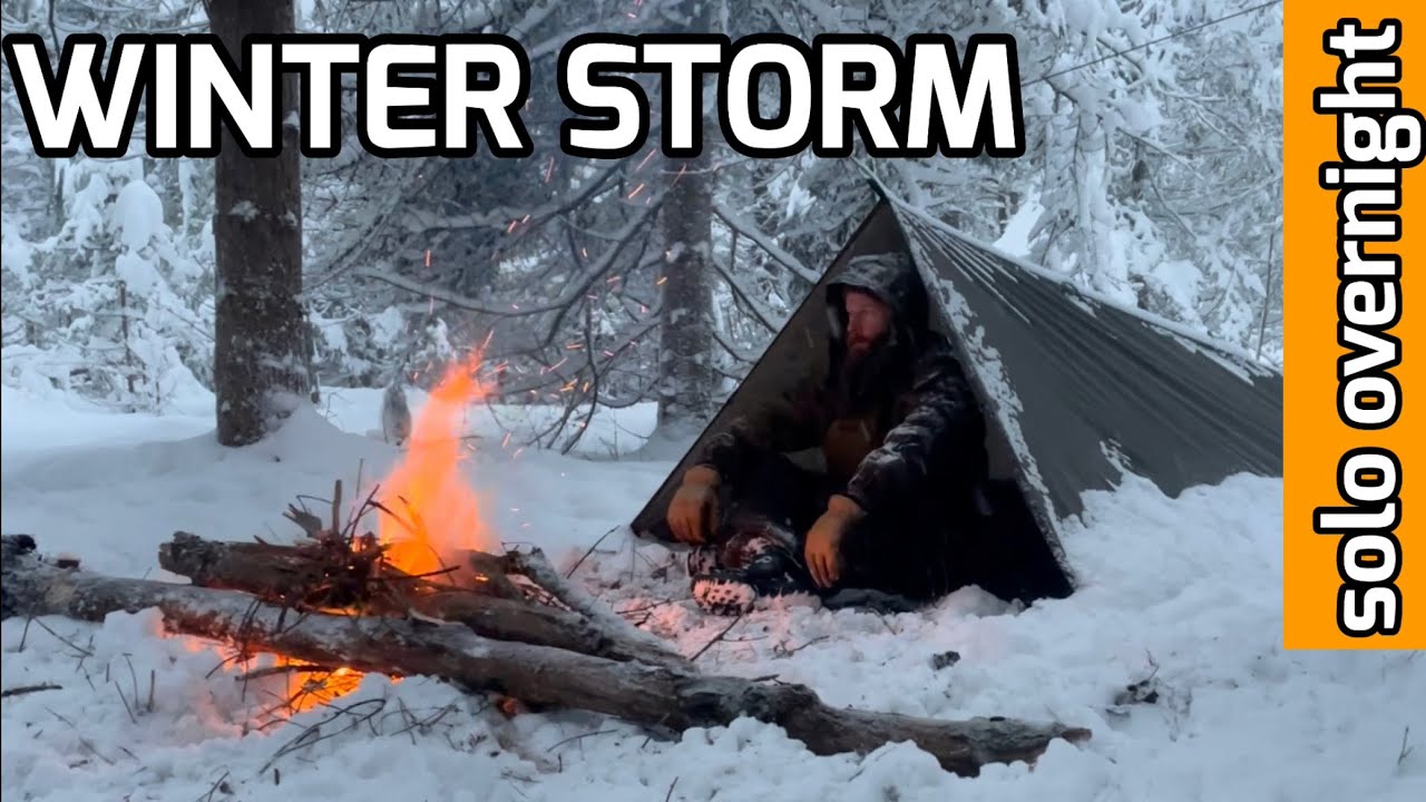 Solo Overnight SNOW STORM wild winter camping