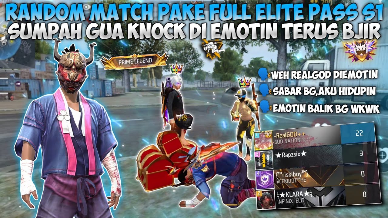 RANDOM MATCH PAKE FULL ELITE PASS S1!! GUA KNOCK MALAH DIEMOTIN AUTO BALES EMOTIN BALIK!!