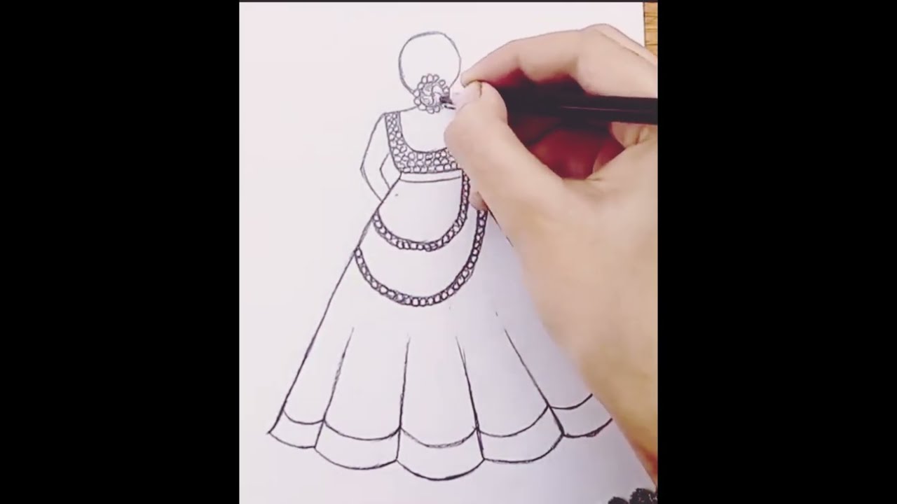 #رسم بنت بالفستان الهندي خطوة بخطوة سهل جدا 🤌