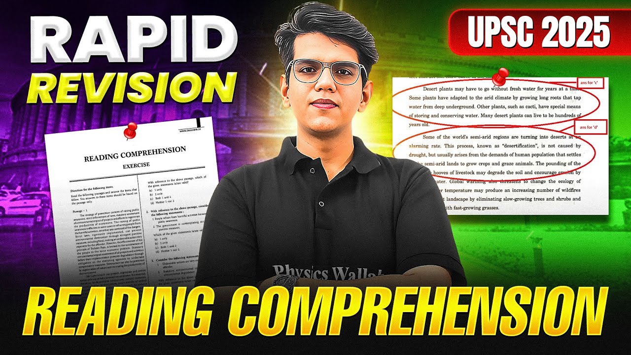 Complete READING COMPREHENSION in 1 Hour || Rapid Revision || PW UPSC 🔥