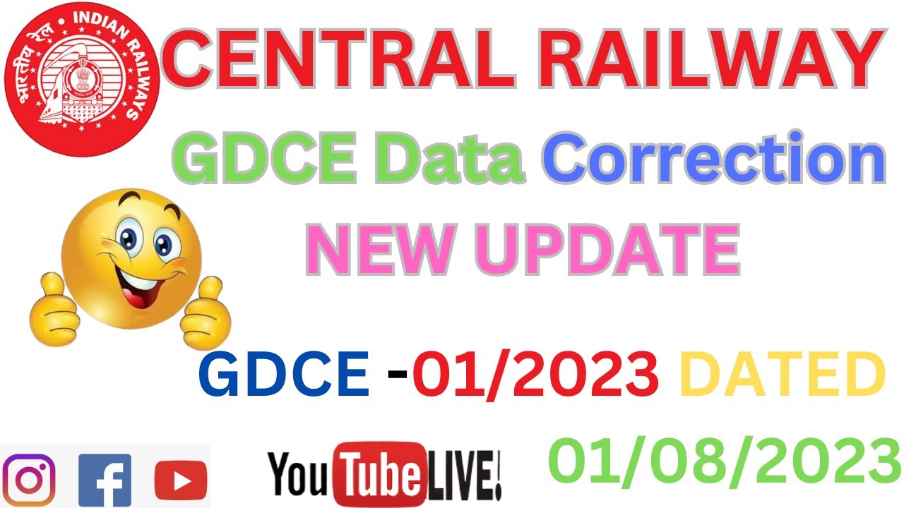 Central Railway GDCE 2023 bharti data correction New update ||GDCE Data Correction last date kab tak