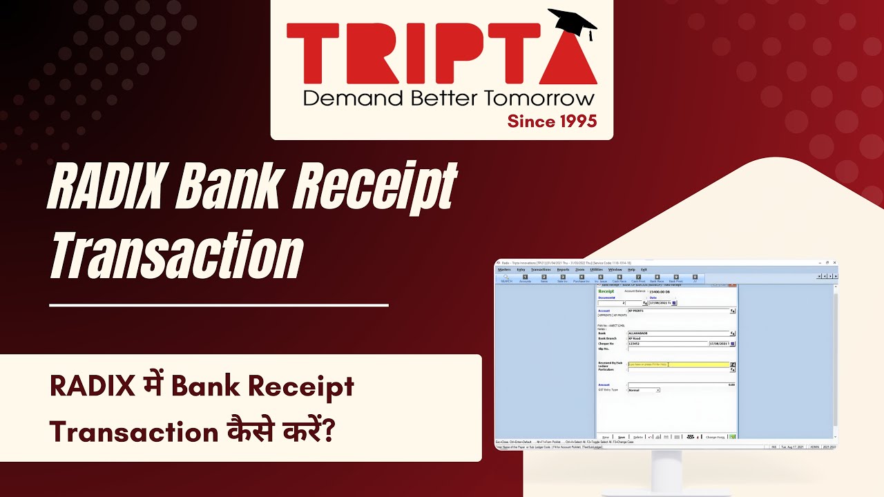 How to Create Bank Receipt Entry in RADIX | Step-by-Step Tutorial