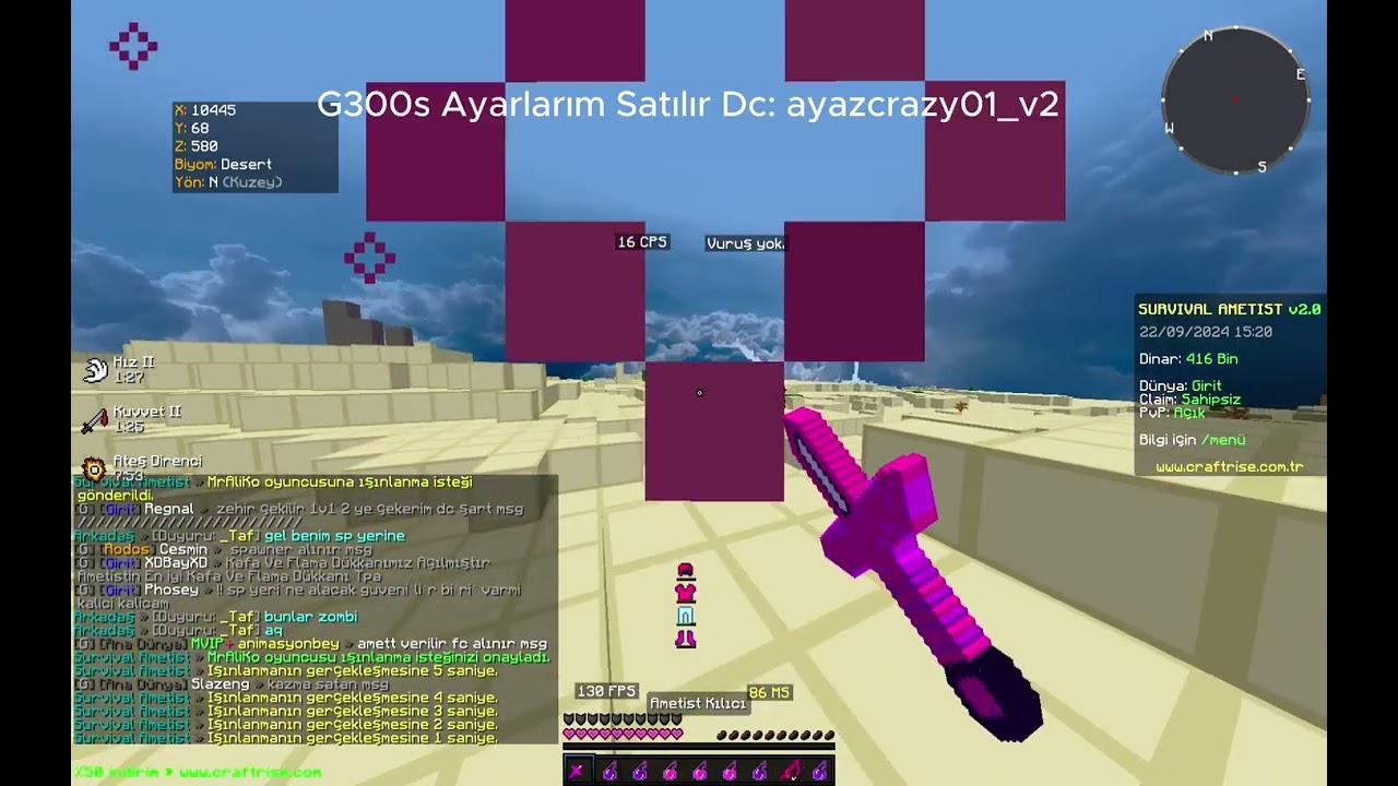 Survival Ametist Düello/Acık Alan/Hile Kesme/DilanJrPro Kesme En İyisi Olma PvP #ametistpvp