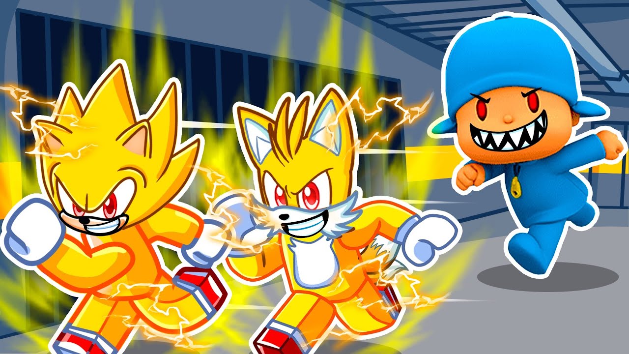 Me Convertí en SUPER SONIC en ESCAPA DE LA PRISION DE POCOYO en Roblox!