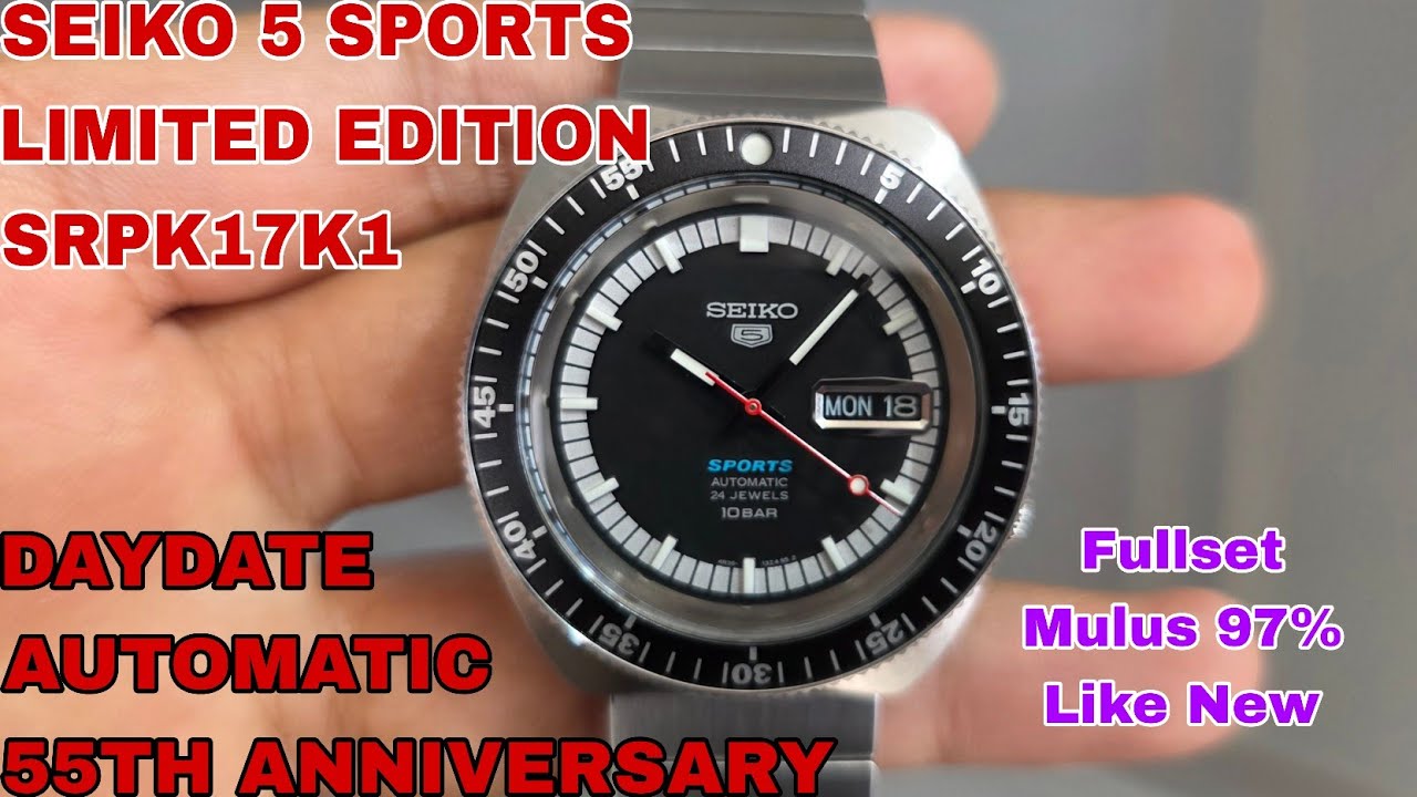 JUAL SEIKO 5 SPORTS SRPK17K1 LIMITED EDITION 55TH ANNIVERSARY FULLSET LIKE NEW FOLLOW IG LakoneWatch