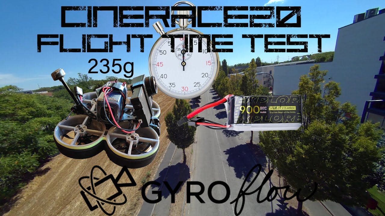 Flywoo cinerace20 + Ex1204 + EV800DM + hawkeye x lite II : flight time test