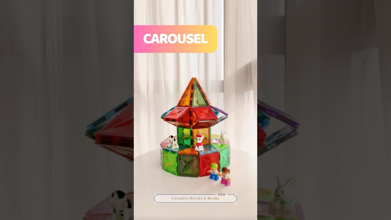 Magnetic Tiles 🎠 MAGICAL MAGNETIC CAROUSEL! ✨#CarouselCraft #KidsCreativity #MagicalBuilding