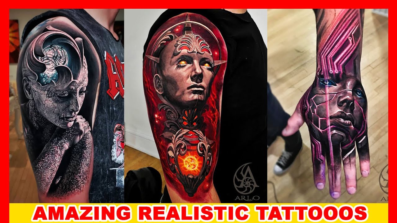 Amazing Realistic Tattoos Done By World Famous Artist, Realistic Tattoo  Unique Style On The Sleeve