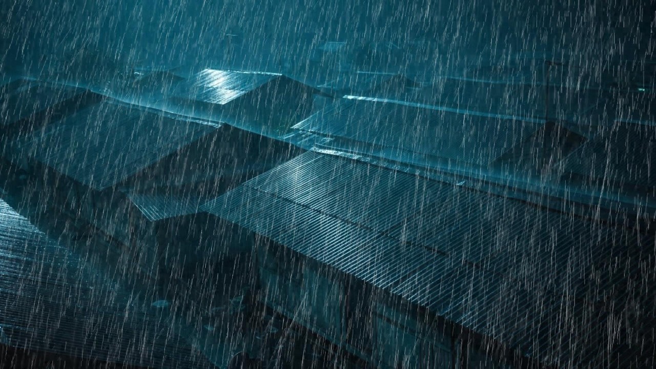 No Ads Rain Sounds for Sleeping - ASMR Powerful Rainfall On Tin Roof for Anxiety Calm