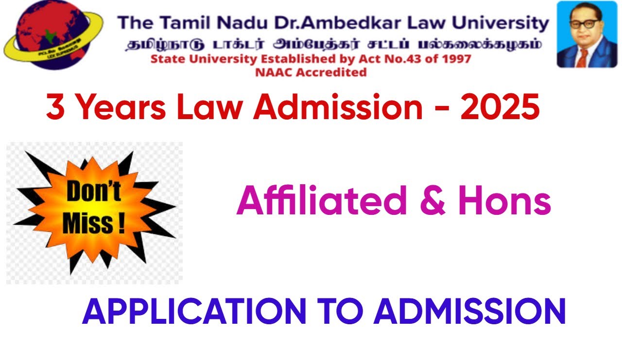 3 Years LLB | Law Admission 2025|tndalu|Application to Admission full details tamil@GD LAW STUDIES