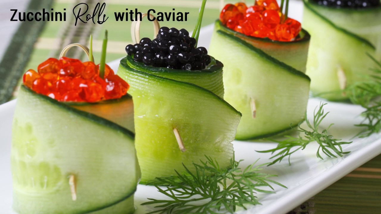 Stuffed Zucchini Rolls with Caviar | Aashita Sethi Jain