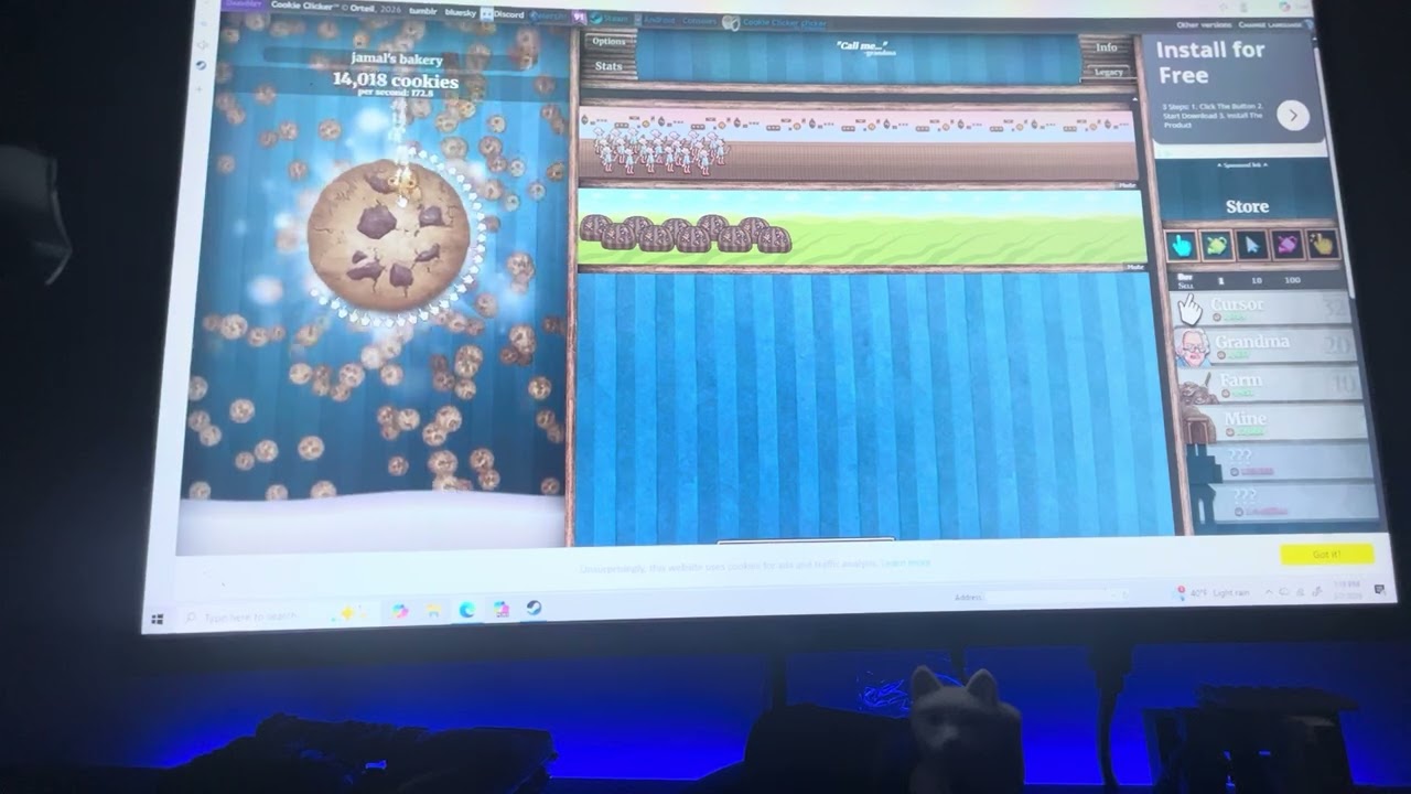 Playing cookie clicker 
