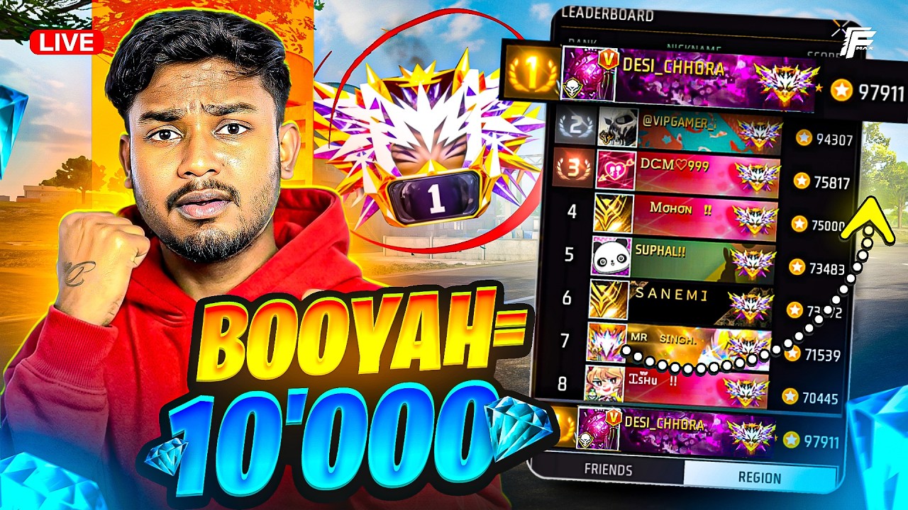 🔴[Live] Rank Push 💀 Most Gold Medals Wins 10,000 Diamonds #freefirelive