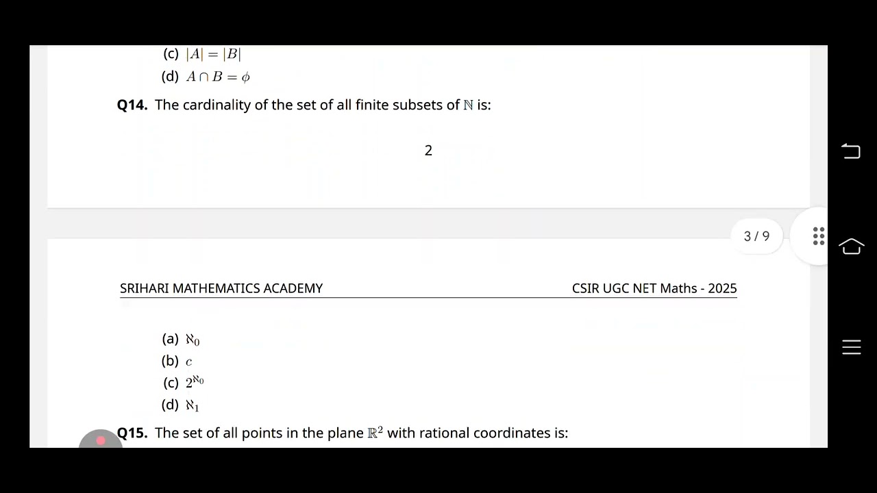 CSIR UGC NET MATHEMATICAL SCIENCE