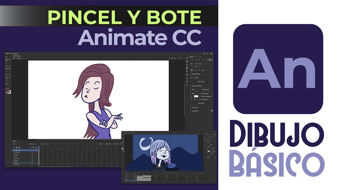 Herramientas de dibujo básico con Adobe Animate CC - Pincel y Bote de Pintura