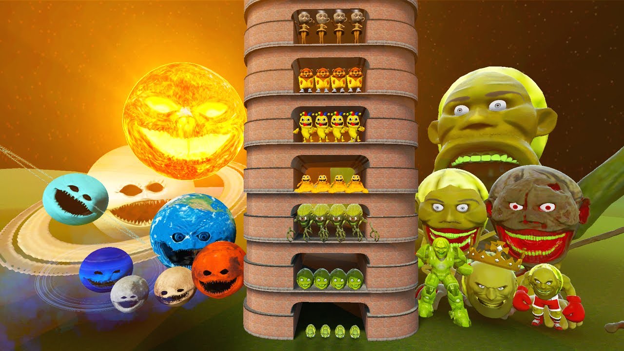 TALLGRASS LITTLE TO BIG ALL SOLAR SYSTEM WOKE UP VS ALL LIN GANG MELON FAMILY PHASE 1 - 10 in GMod!