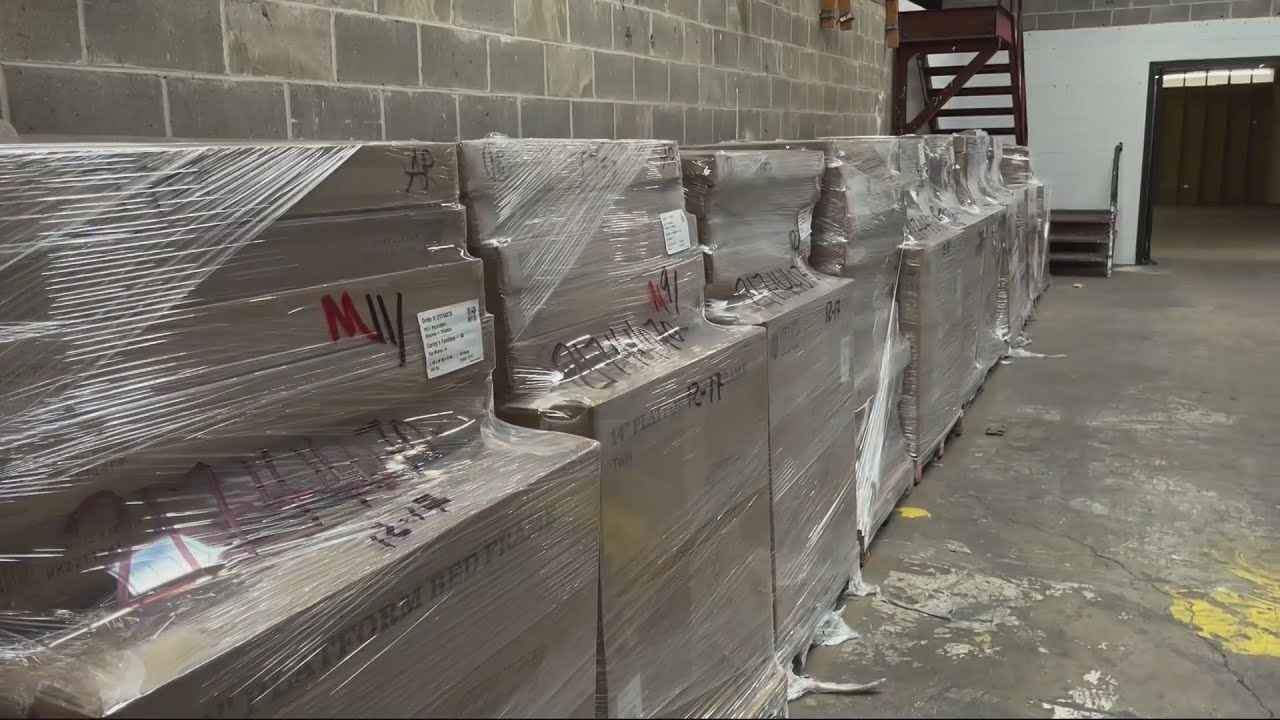 Warehouse ready to store donations for refugees