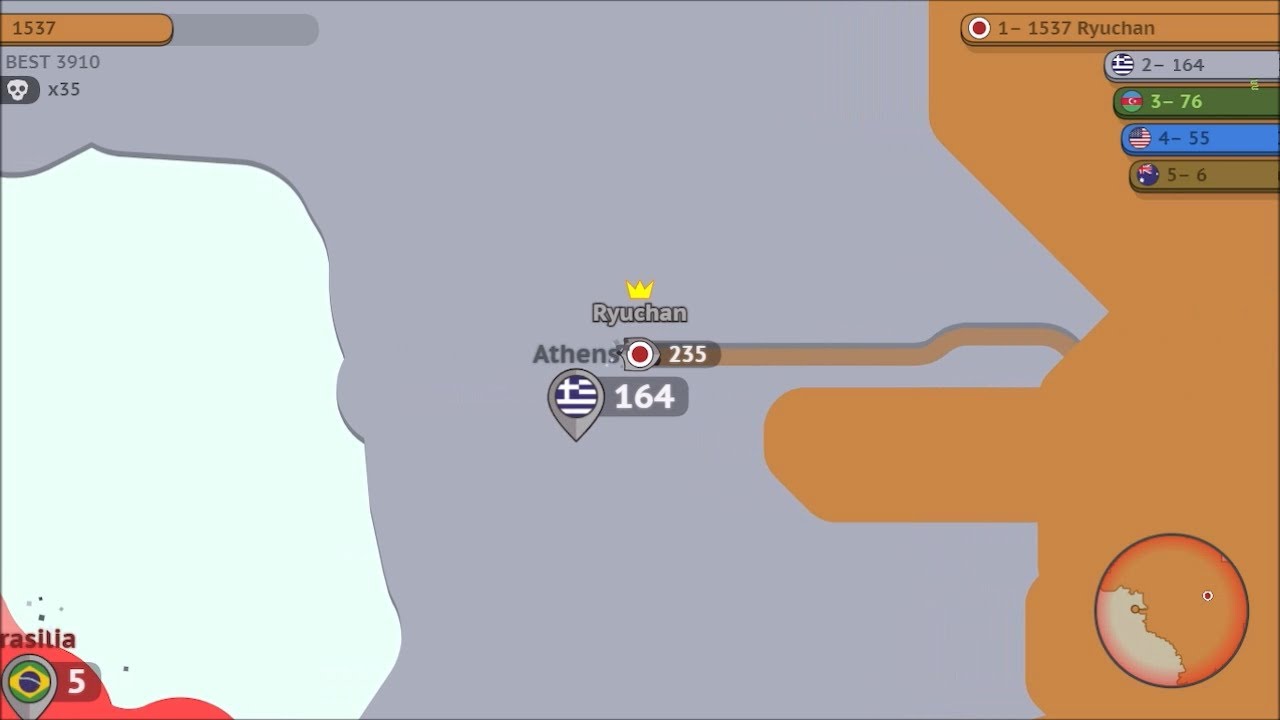 Paper.io 2 (World Conflict) to score 2353 (70th 100%!!!)