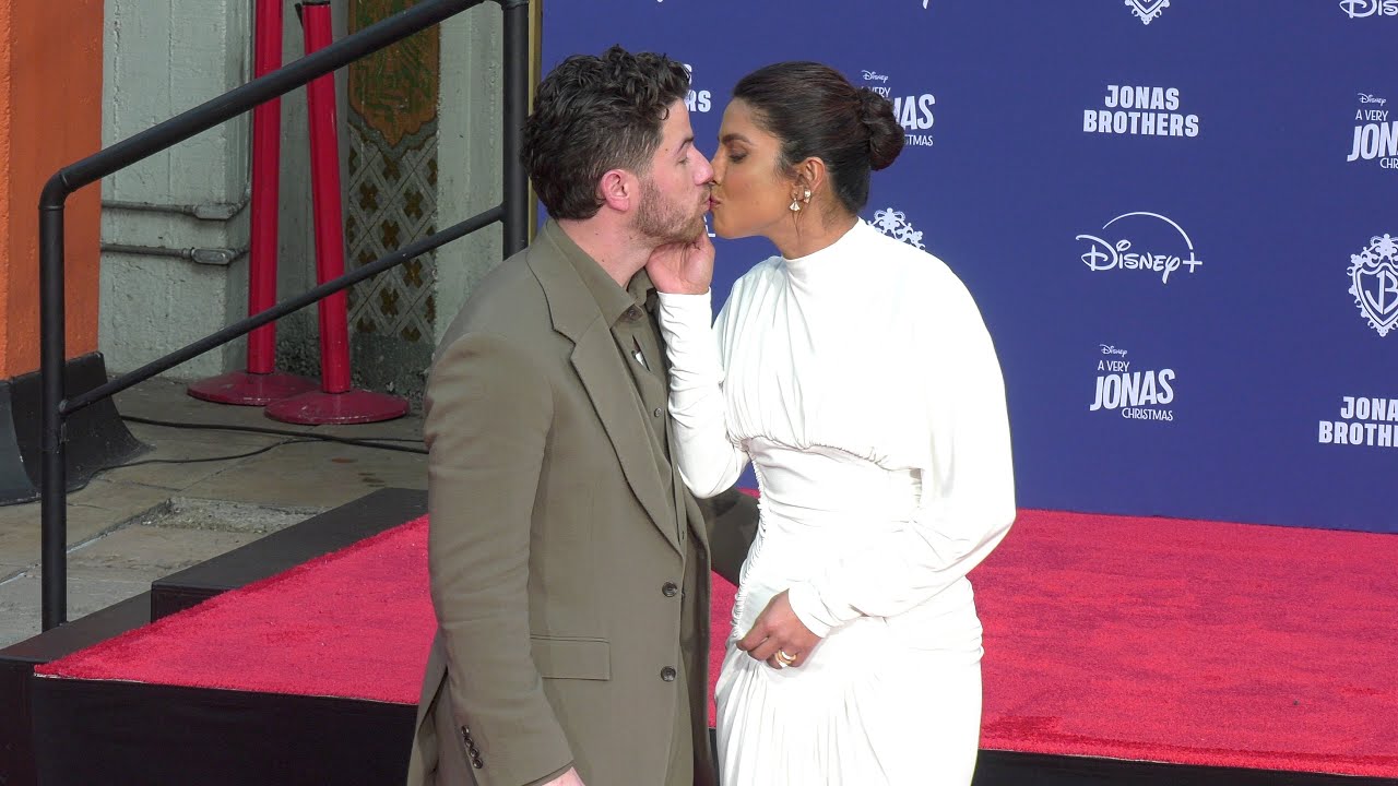 Nick Jonas and Priyanka Chopra attend the Jonas Brothers handprint-footprint ceremony in Hollywood