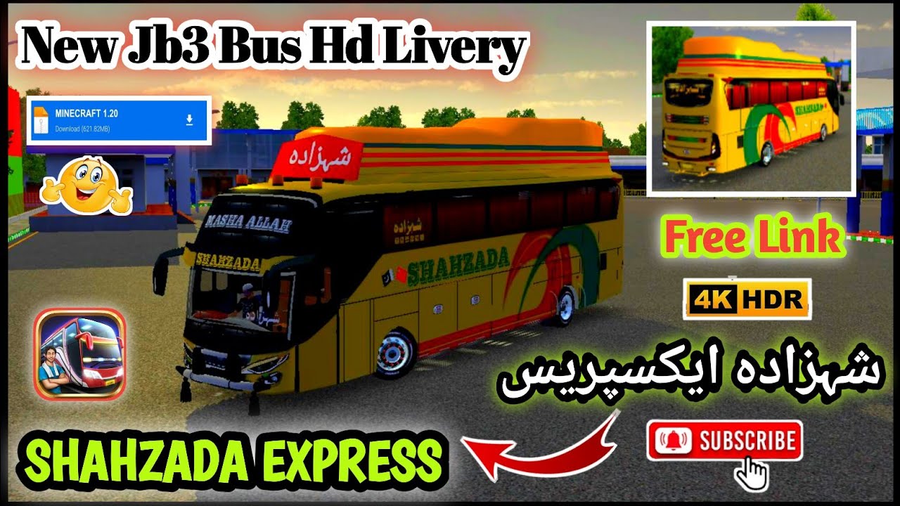 New Jb3 Bus ( SHAHZADA EXPRESS ) Hd Livery || Jb3 Bus Livery || Pakistani Non-Ac Buses