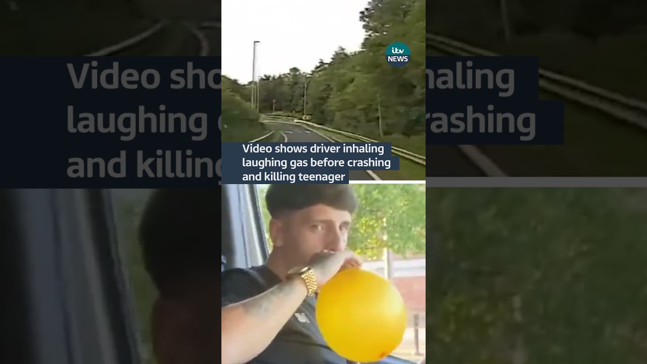 Video shows driver inhaling laughing gas before crashing and killing teenager #uk #crime #crash