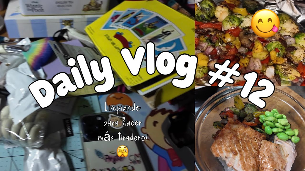 Daily vlog 12: Limpiando para hacer más tiradero| platiquemos un poco| salmón con verduras y edamame