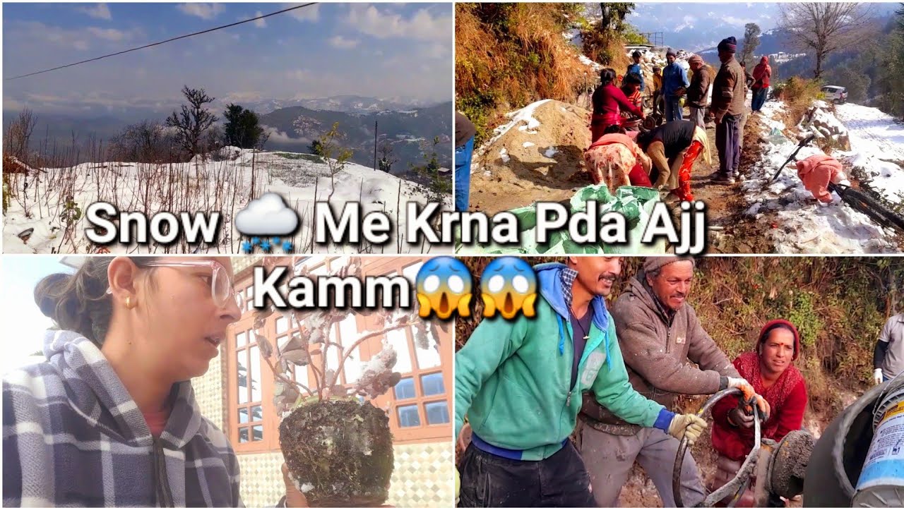Snow 🌨 Me Krna Pda Ajj Kamm 😟😟 #villagelife #villagerlifestyle #himachalpradesh #phadilifestyle 