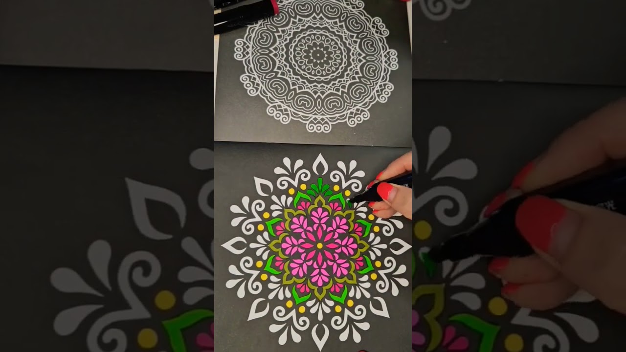 Juicy & fresh cranberry color mandala 🍷#mandala #cranberry #beginners #coloring #shorts #good #lace