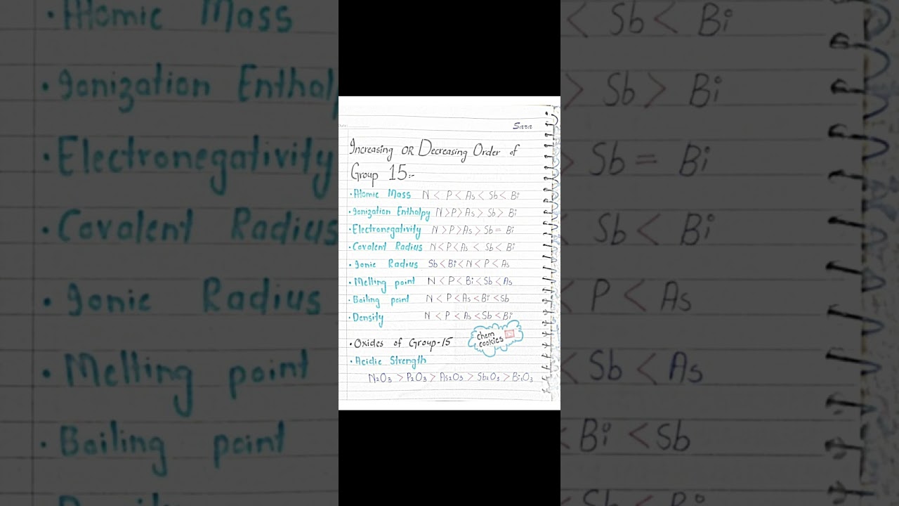increasing or decreasing order of group 15#group15#inorganicchemistry#mdcat2024#chemcookies