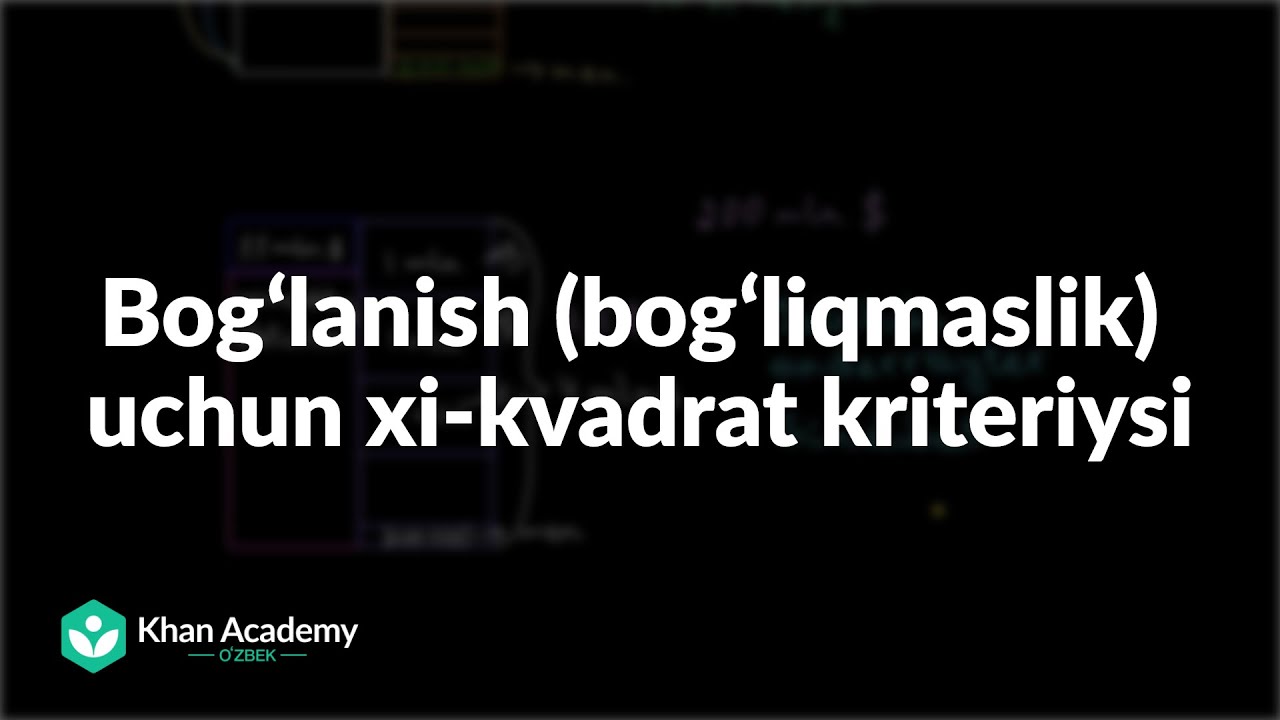 Bogʻlanish (bogʻliqmaslik) uchun xi-kvadrat kriteriysi | Statistika va ehtimollar nazariyasi