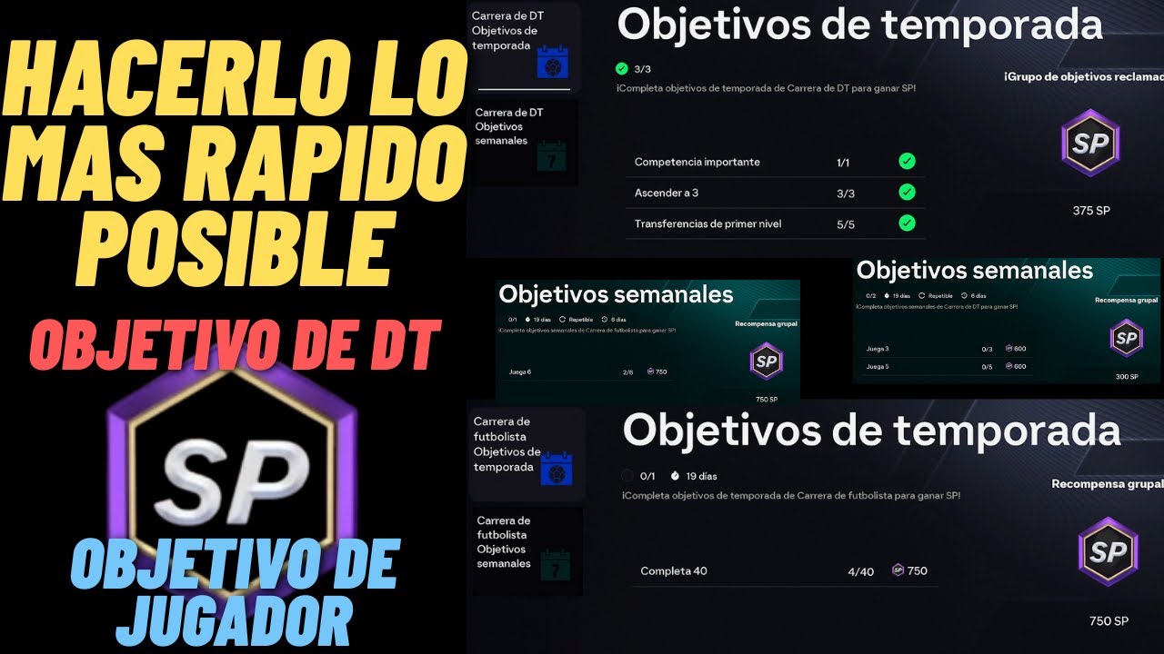 HACER MAS RAPID LOS OBJETIVOS MODO CARRERA DT Y DE FUTBOLISTA TEMPORADAS Y SEMANALES - FC26