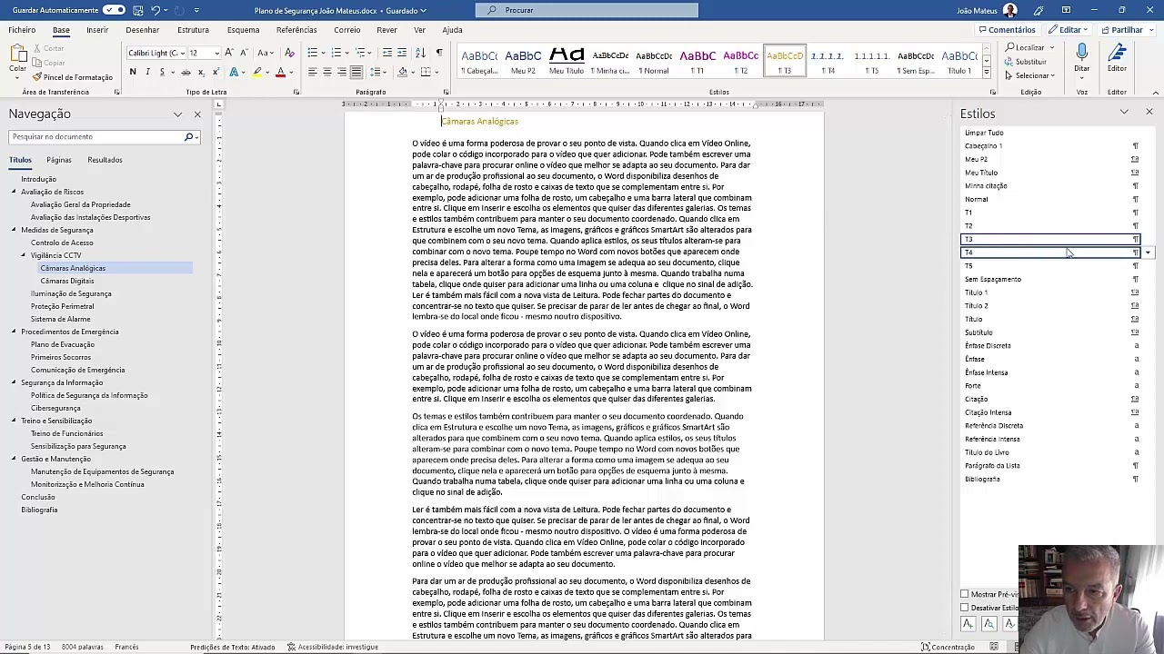 Word - Painel de navegação, Estilos, Capa, Índices, Paginação, Bibliografia, PDF navegável