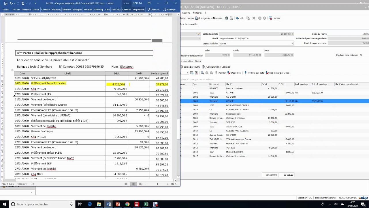 Vidéo 5   Réaliser un rapprochement bancaire sur EBP
